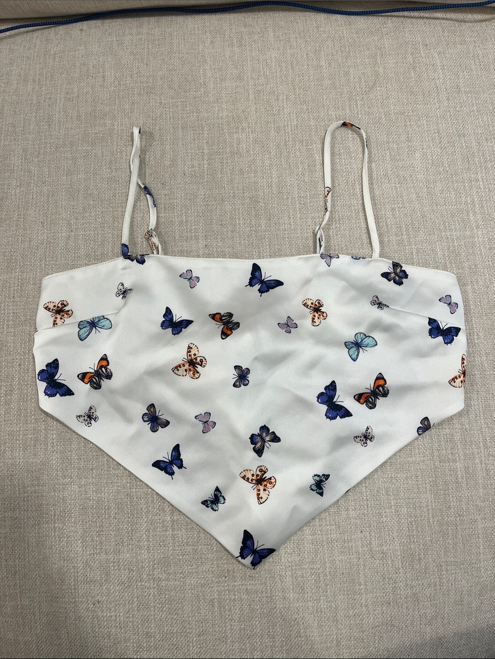 Forever 21 White Butterfly Bandana Crop Top